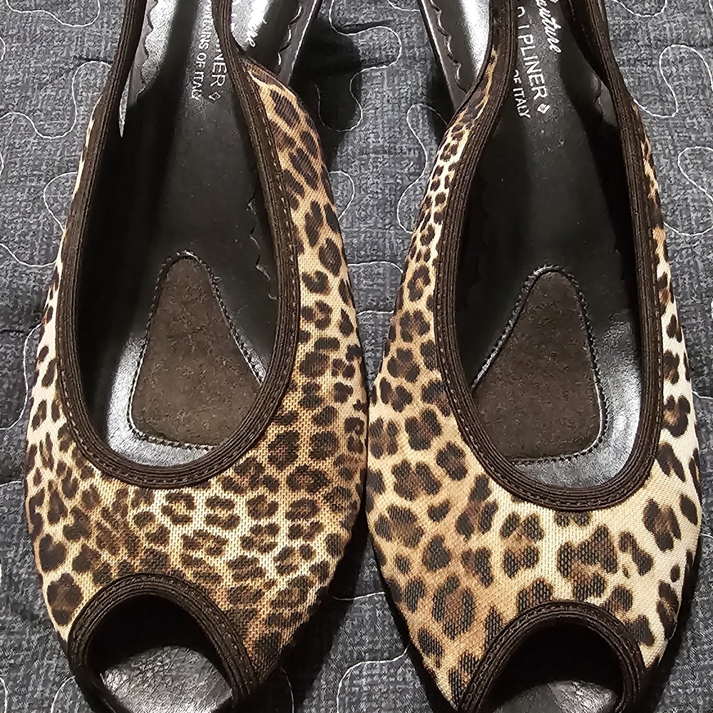 Donald J. Pliner Leopard Print Peep Toe Flats
